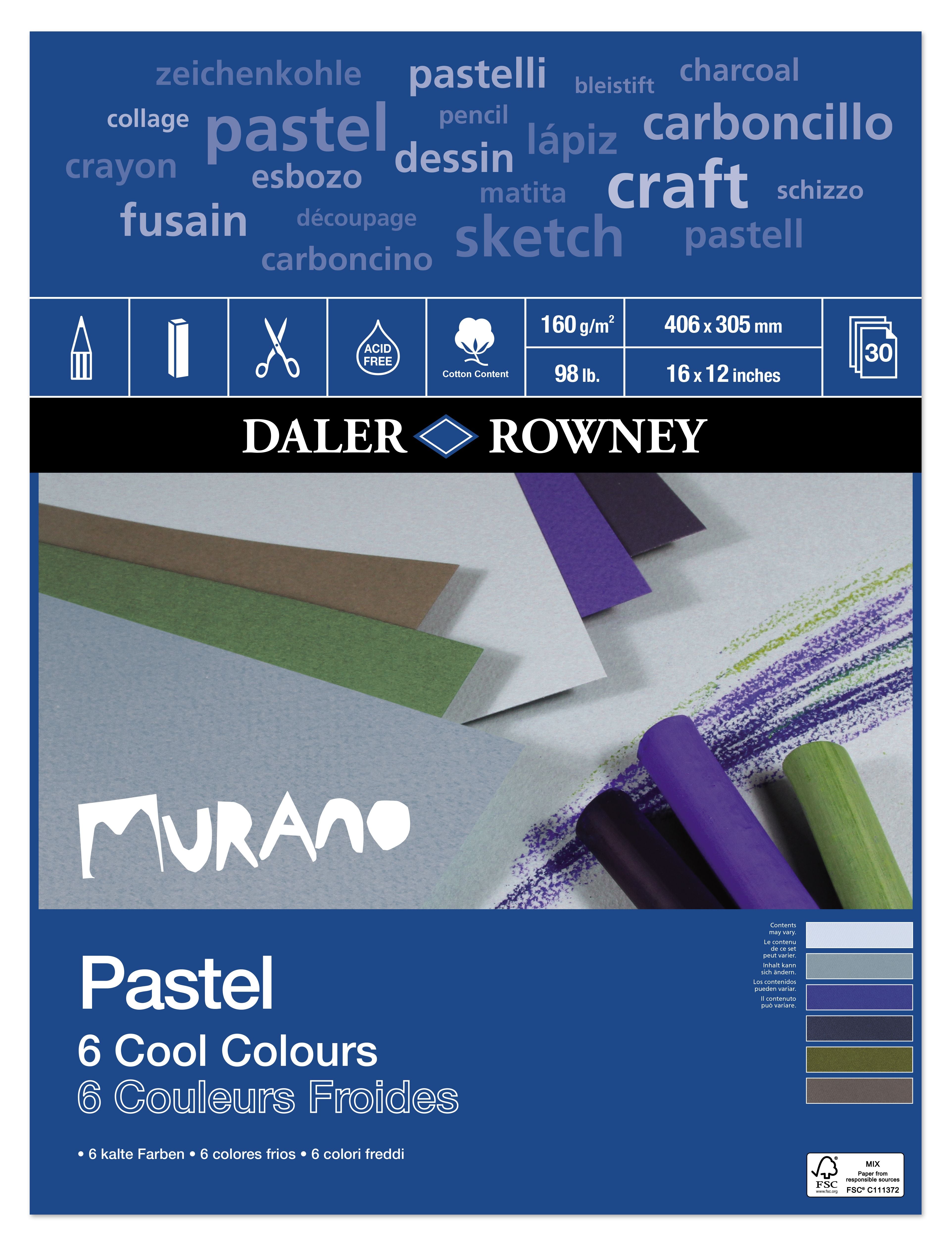 Daler Rowney Murano Pastel Paper Cool colour pad 16 x 12 inches x 30 sheets