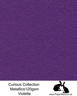 Curious Collection Curious Metallics. Stunning purple limited availability as this colour is now a rare find. This unique metallic paper is unlike any other metallic shimmer surface, the natural underlying wove surface of Curious Metallics enhances the stunning metallic shimmer,