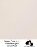 Curious Collection Curious Metallics. Virtual pearl has a subtle pink shade. This unique metallic paper is unlike any other metallic shimmer surface, the natural underlying wove surface of Curious Metallics enhances the stunning metallic