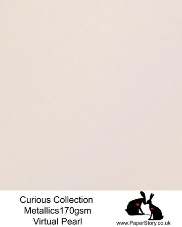 Curious Collection Curious Metallics. Virtual pearl has a subtle pink shade. This unique metallic paper is unlike any other metallic shimmer surface, the natural underlying wove surface of Curious Metallics enhances the stunning metallic