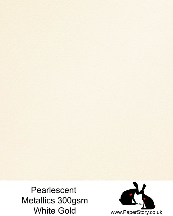Stunning Pearlescent card, 300 gsm with a hint of gold with a subtle ivory finish. Paler than our cream cards. Perfect for card-makers and wedding stationery. Double sided A4 card