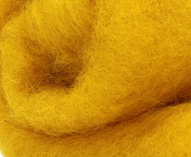 Perendale Carded Extra large Wool Batt 200g Mustard