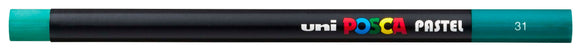 New Uni POSCA Pastels, Emerald Green, these  new style wax and oil mixed pastel colours can be blended and overlaid, you can stipple, colour block, cross-hatch, scratch and outline. You can heat the sticks to create textured effects.