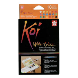 SAKURA Koi Watercolour paints field boxed set of 18 half pans & brush