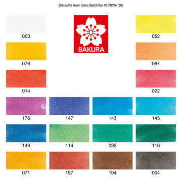 SAKURA Koi Watercolour paints field boxed set of 18 half pans & brush