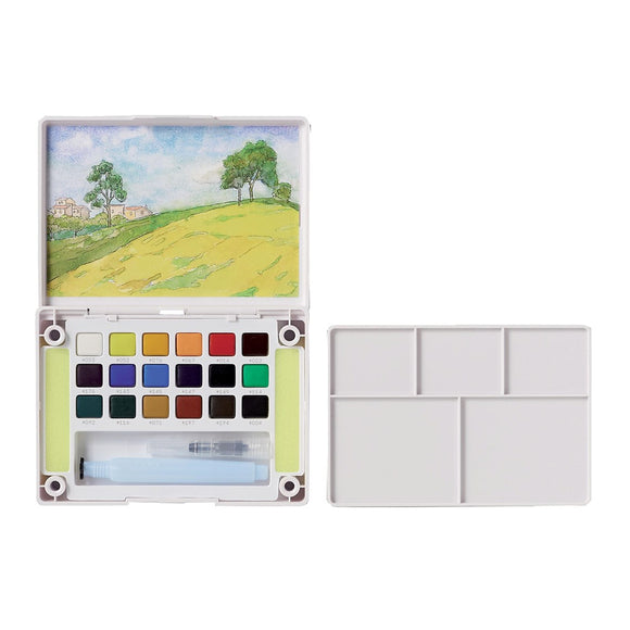SAKURA Koi Watercolour paints field boxed set of 18 half pans & brush