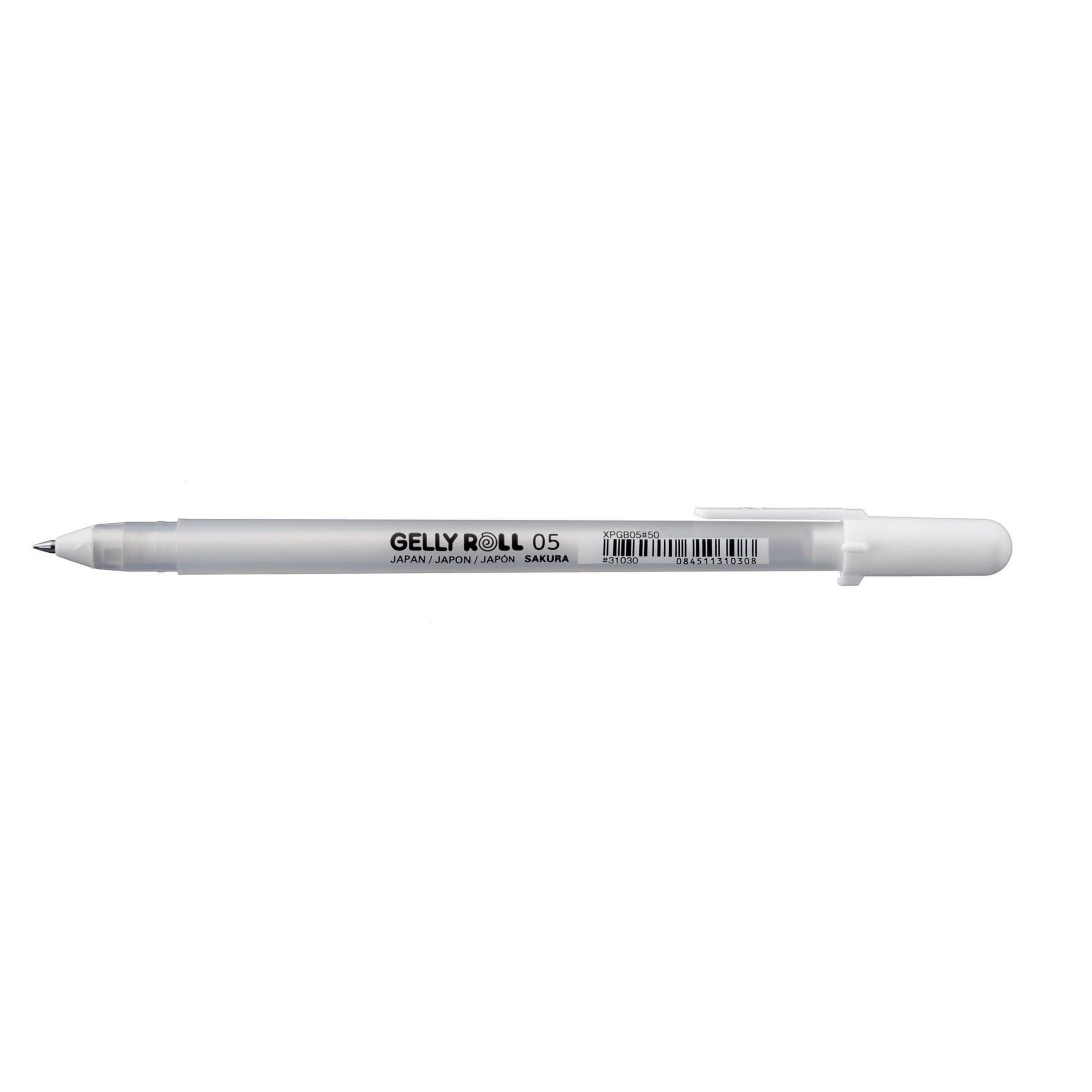 Sakura : Bright White Gelly Roll pen : 05 Fine: 0.5mm ball / 0.3mm line