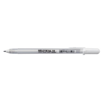 Sakura : Bright White Gelly Roll pen : 08 Medium : 0.8mm ball / 0.4mm line