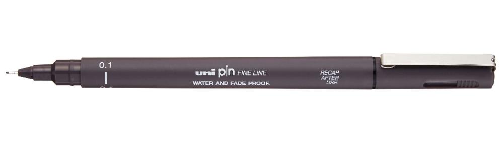 Uni Pin Fine Line Dark Grey Waterproof Drawing Pen. The Uni Pin pen range uses fade proof, waterproof pigment ink