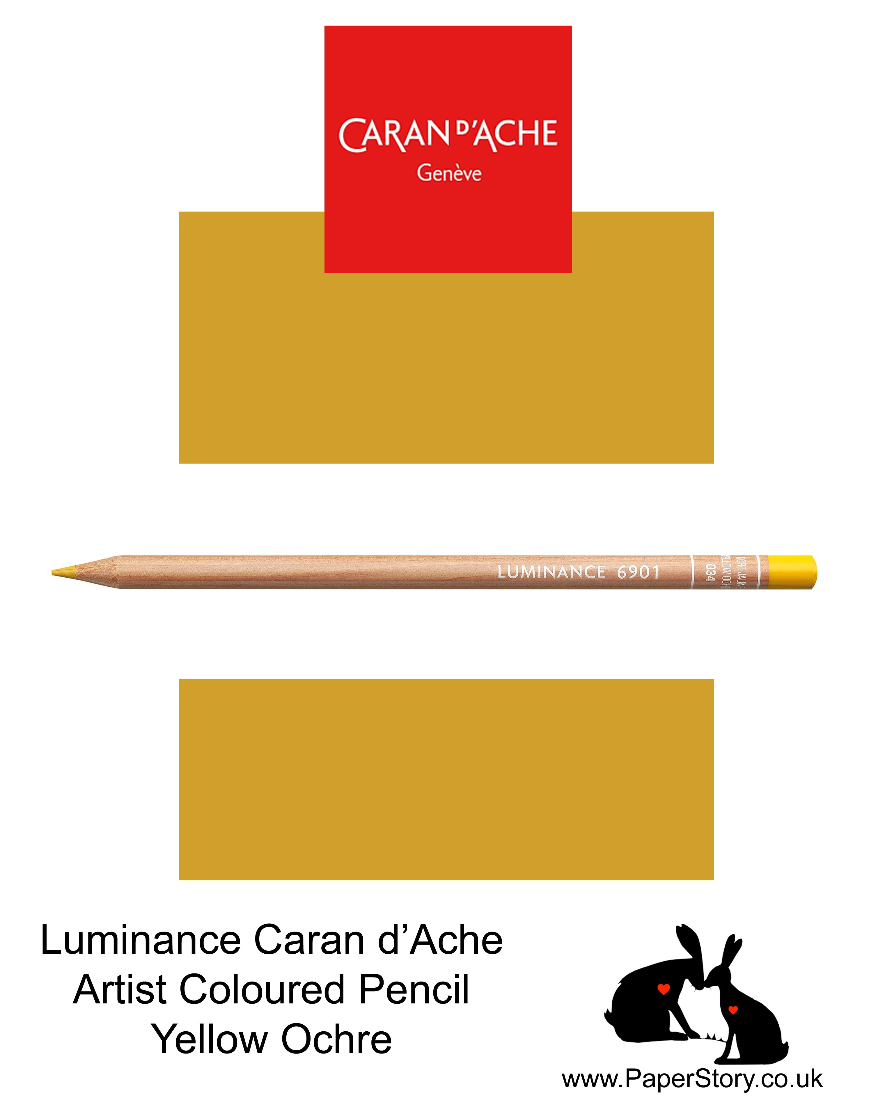 Caran d'Ache Luminance individual Artist Colour Pencils 6901 Yellow Ochre 034
