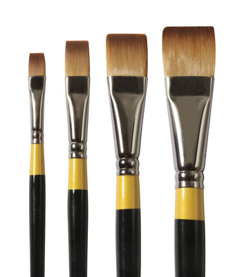 Daler Rowney System 3 Short Handle Brush SY55 Short Flat 1 Inch Shape: Flat Hair Width: 25 mm / 1" Hair Length: 25 mm / 1" Handle Length: Short 220 mm